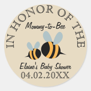Autocollants orientés de baby shower d'abeille -