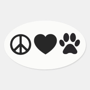 Autocollants Paix, Amour & Chiens 4,5 x 2,7"(feuil