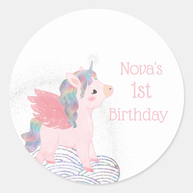 Autocollants Pastel Rainbow Unicorn (Devant)