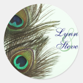 Autocollants Peacock Feather Bride et Groom Envelo