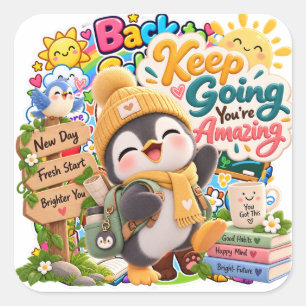 Autocollants Penguin Keep Going You Are Amazing