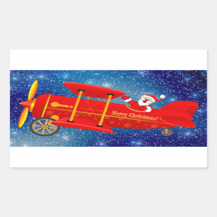Autocollants père Noël Flying Biplane