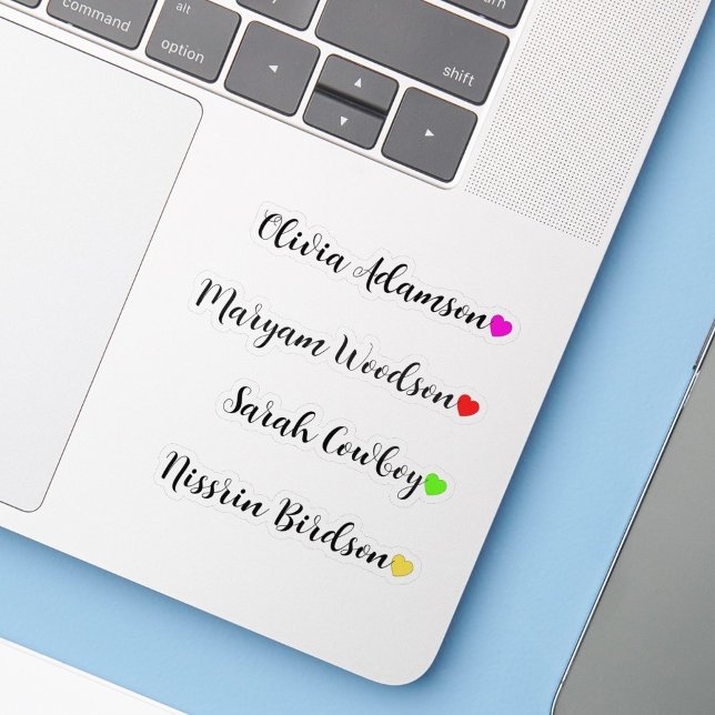 Autocollants personnalisés avec coeurs et nom comp (long name stickers
)