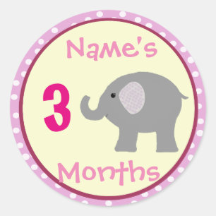 Autocollants personnalisés de mois d'éléphant d