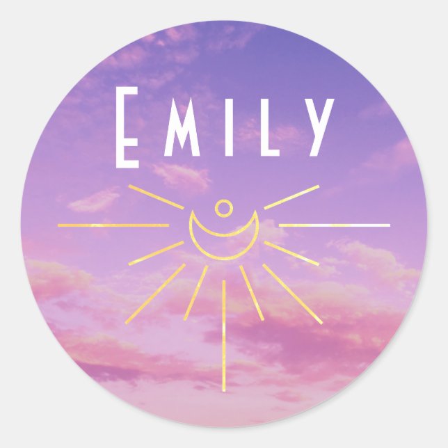 Autocollants personnalisés Emily Ronds Soleil Boho (Devant)