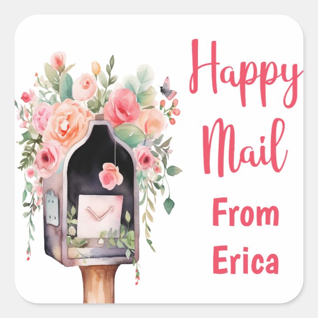 Autocollants personnalisés Happy Mail (Devant)