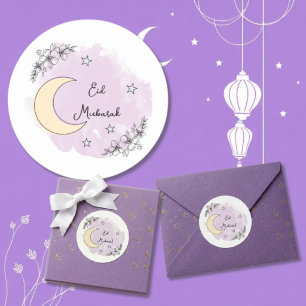 Autocollants personnalisés Lavande Eid Mubarak
