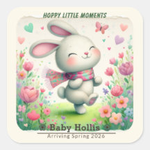 Autocollants Personnalisés pour Baby Shower Lapin