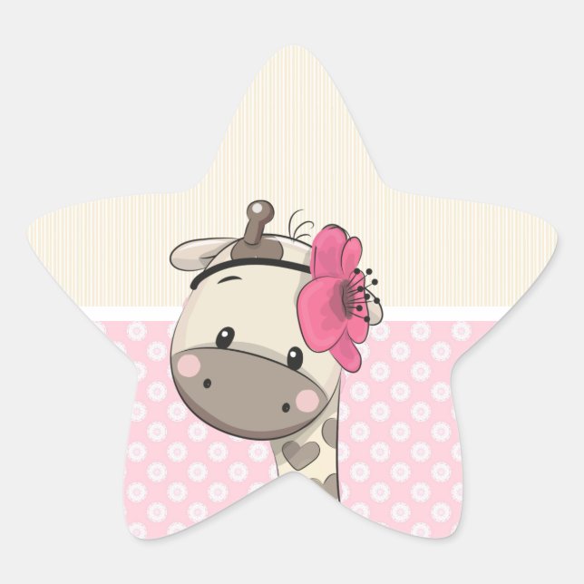 Autocollants personnalisés pour bébé rose Giraffe  (Devant)