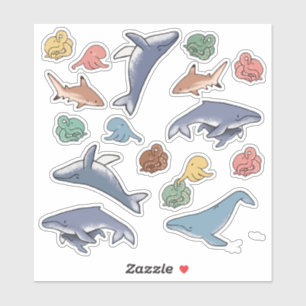 Autocollants Pieuvre & Requin Baleine