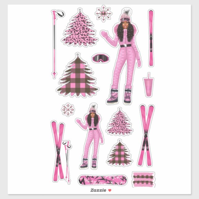 Autocollants Pink Snow Bunny Ebony Fuller Shopp (Feuille)