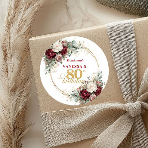 Autocollants pour 80e anniversaire Burgundy Blush 
