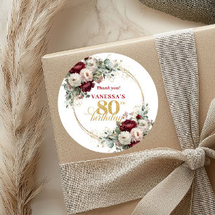 Autocollants pour 80e anniversaire Burgundy Rouge 