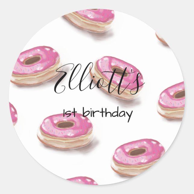 Autocollants pour anniversaire de beignes (Devant)