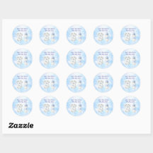 Autocollants pour Baby Shower Bleu Chinoiserie (20