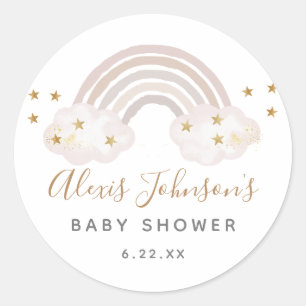Autocollants pour Baby Shower Bohème Arc-en-ciel