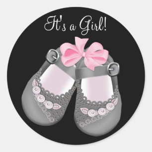 Autocollants pour Baby Shower Chaussures Bébé Gris