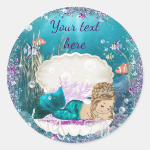 Autocollants pour Baby Shower de Bébé Sirène Migno
