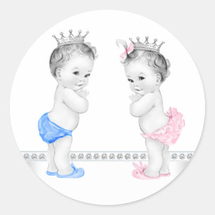 Autocollants pour Baby Shower de jumeaux Prince et