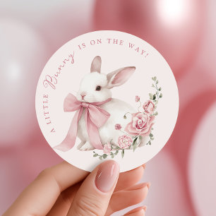 Autocollants pour Baby Shower de Petit Lapin Rose