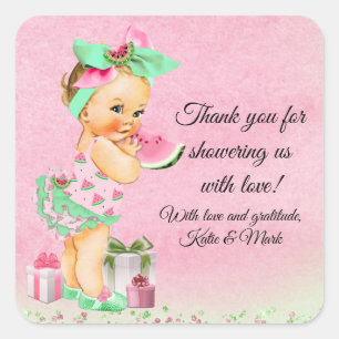 Autocollants pour Baby Shower Fille Pastèque