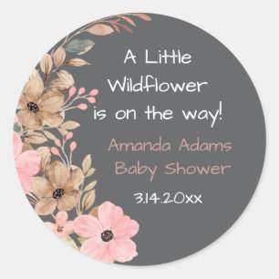 Autocollants pour Baby Shower Fille Rose Fleur Sau