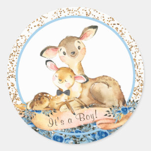 Autocollants pour Baby Shower Garçon Cerf de Bois