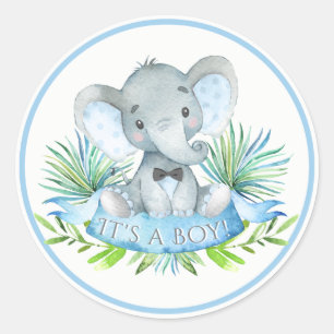 Autocollants pour Baby Shower Garçon Éléphant