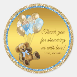 Autocollants pour Baby Shower Garçon Ours en Peluc