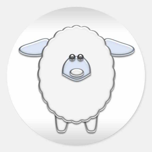Autocollants pour Baby Shower Mouton Bleu Bébé (Devant)