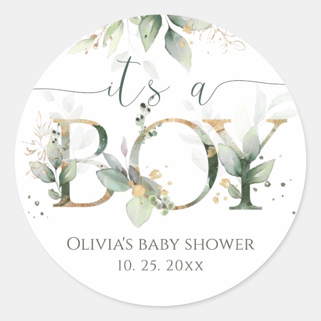 Autocollants pour Baby Shower pour garçon (Devant)