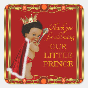 Autocollants pour Baby Shower Prince Afro Or Rouge