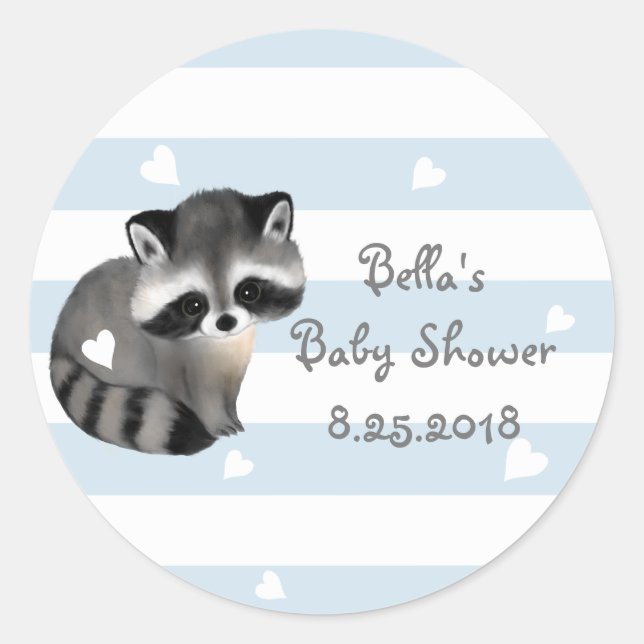 Autocollants pour Baby Shower Raton Laveur Coeur R (Devant)