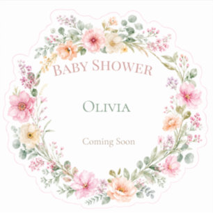 Autocollants pour Baby Shower Wildflower Étiquet