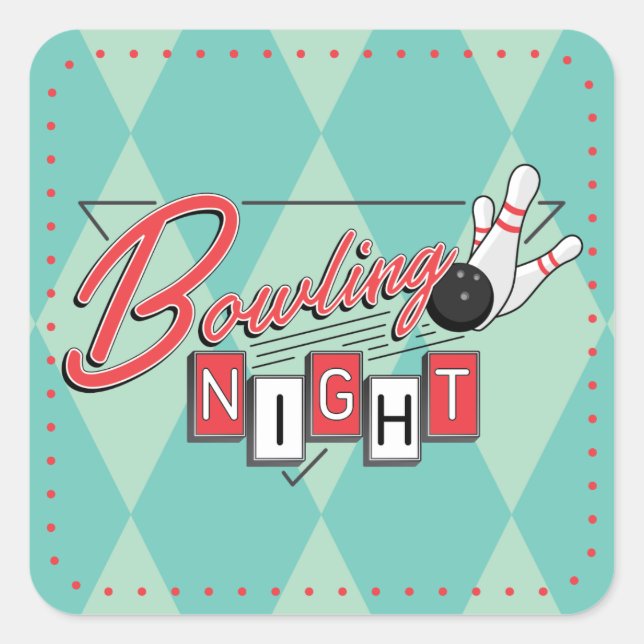 Autocollants pour soirée de bowling avec logo rétr (Devant)