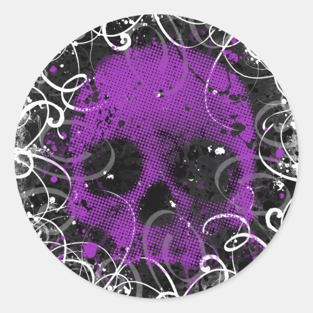 Autocollants pourpres et noirs de crâne (Devant)