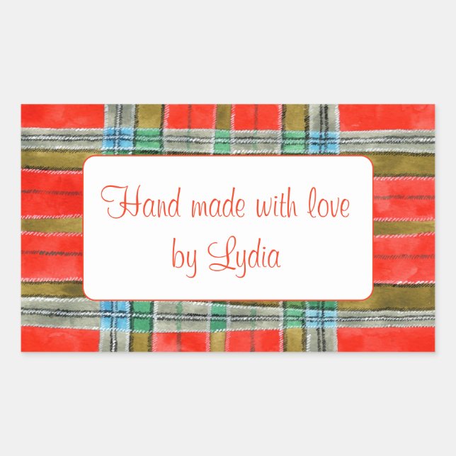 Autocollants Rectangle "Fait Main" TARTAN MAC BAIN (Devant)
