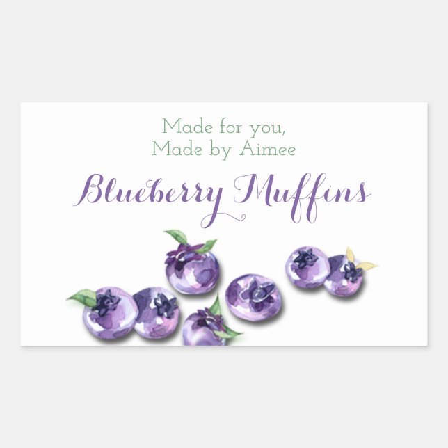 Autocollants rectangulaires aquarelle myrtille (Devant)