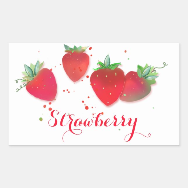 Autocollants rectangulaires fraise (Devant)