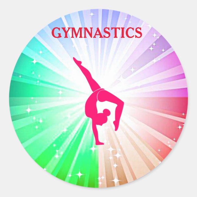 Autocollants ronds brillants de gymnastique. (Devant)