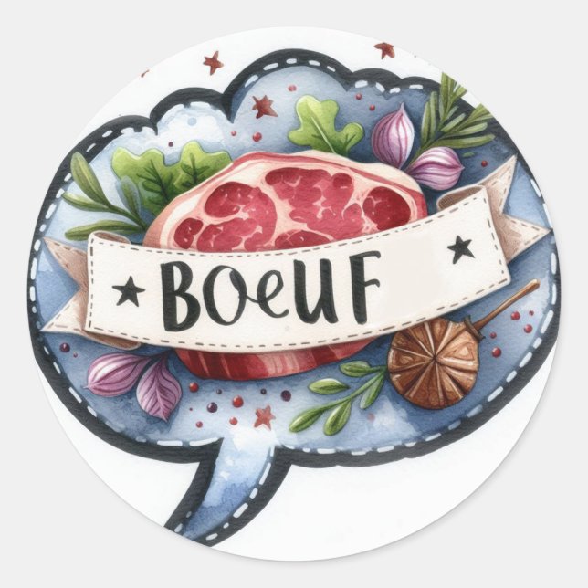 Autocollants ronds classiques (Boeuf) (Devant)