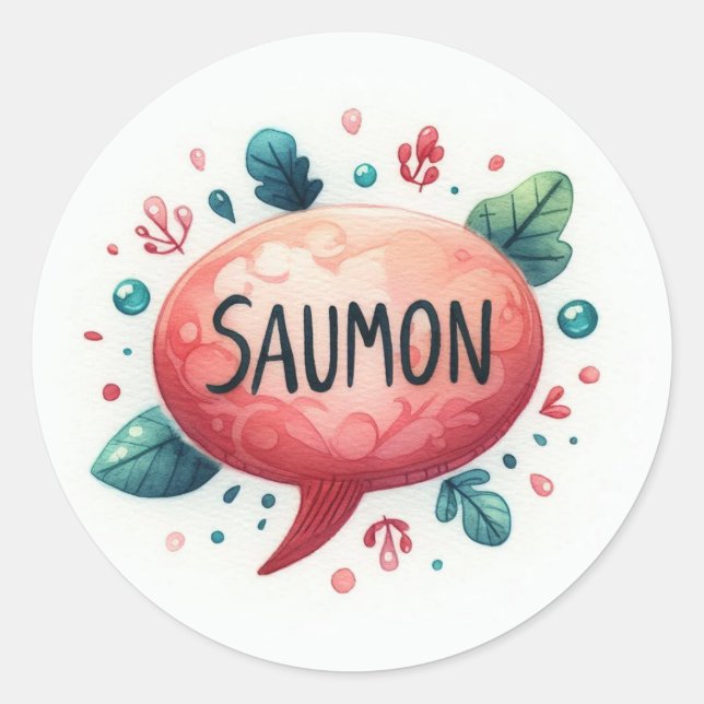 Autocollants ronds classiques (Saumon) (Devant)