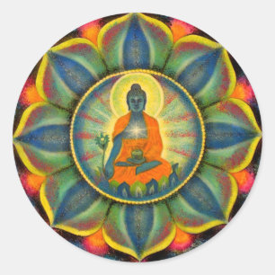 Autocollants ronds d'art de mandala de Bouddha de