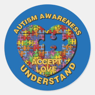Autocollants ronds de coeur de puzzle de