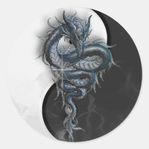 Autocollants ronds de dragon chinois de Yin Yang