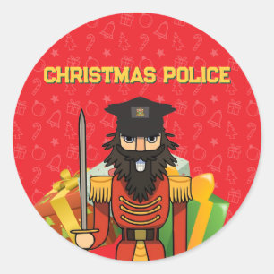 🎄 Autocollants Ronds de Police de Noël – Vacances
