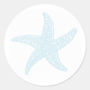 Autocollants ronds d'étoiles de mer de turquoise