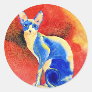 Autocollants ronds du chat #1 de Sphynx