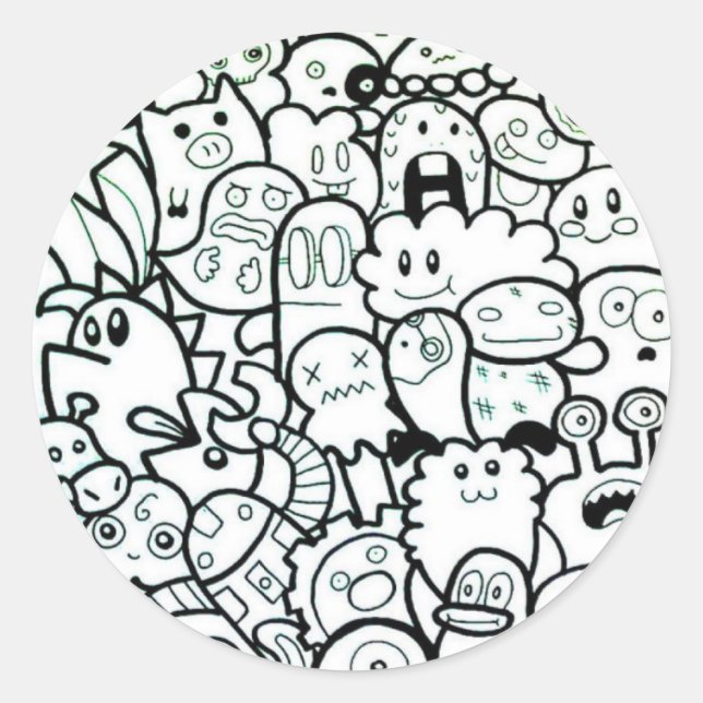 AUTOCOLLANTS RONDS MONSTRES JOYEUX PERSONNALISABLE (Devant)