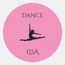 Autocollants ronds roses Danse. Personnaliser le n